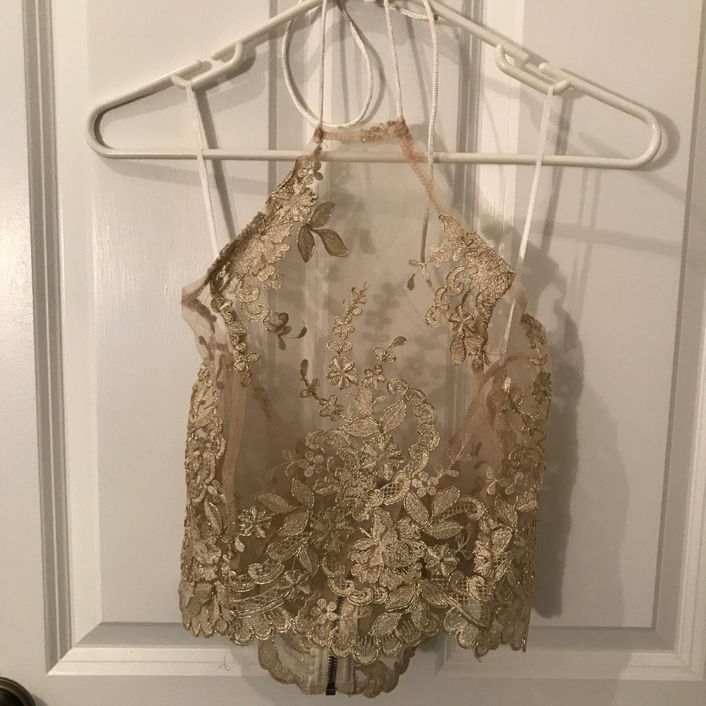 Embroidered halter top